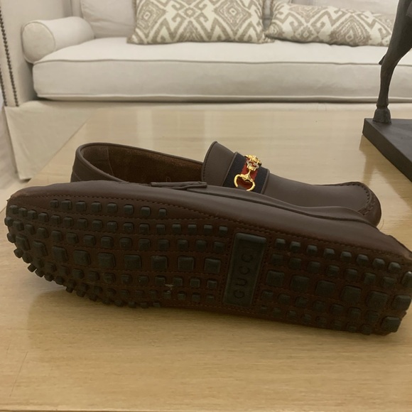Gucci Ayrton Leather & Web Driver Loafers Shows Size 9.5 UK - Picture 10 of 13